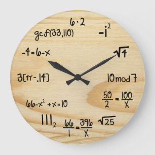 Grande Horloge Ronde Geek drôle de maths - "grain en bois "