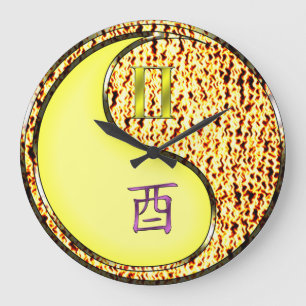Grande Horloge Ronde Gémeaux & Coq de Feu