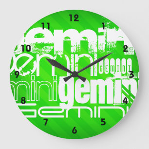 Grande Horloge Ronde Gemini ; Grandes Grandes Vertes Néon