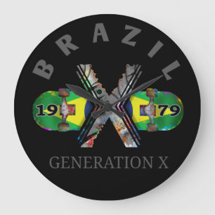 Grande Horloge Ronde Génération X 1979 Planche à roulettes brésilienne