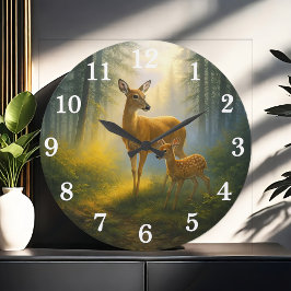 Grande Horloge Ronde Gentle deer duo in sunlit forest