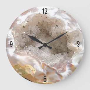 Grande Horloge Ronde Géode d'âge photo avec Quartz Crystal Druzy