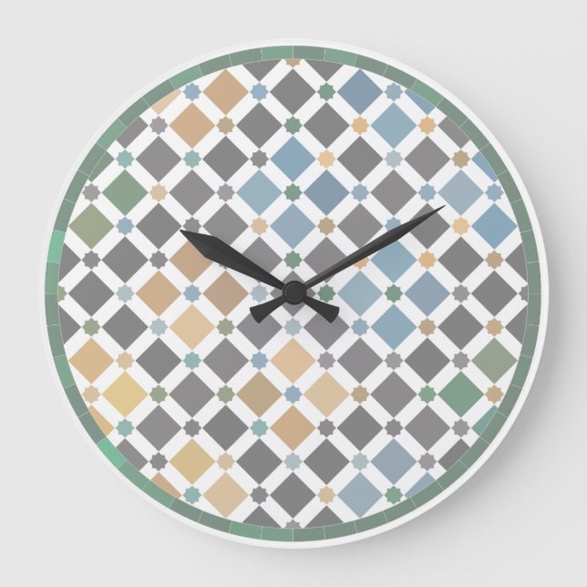 Grande Horloge Ronde Geometric Diamond Pattern Wall Clock – Modern Alha (Recto)