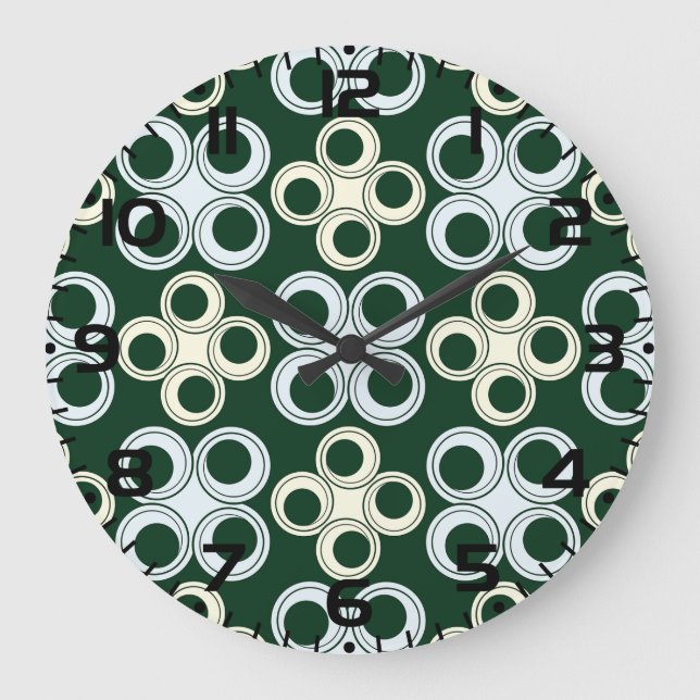 Grande Horloge Ronde Geometric Retro Circles Pattern (Recto)
