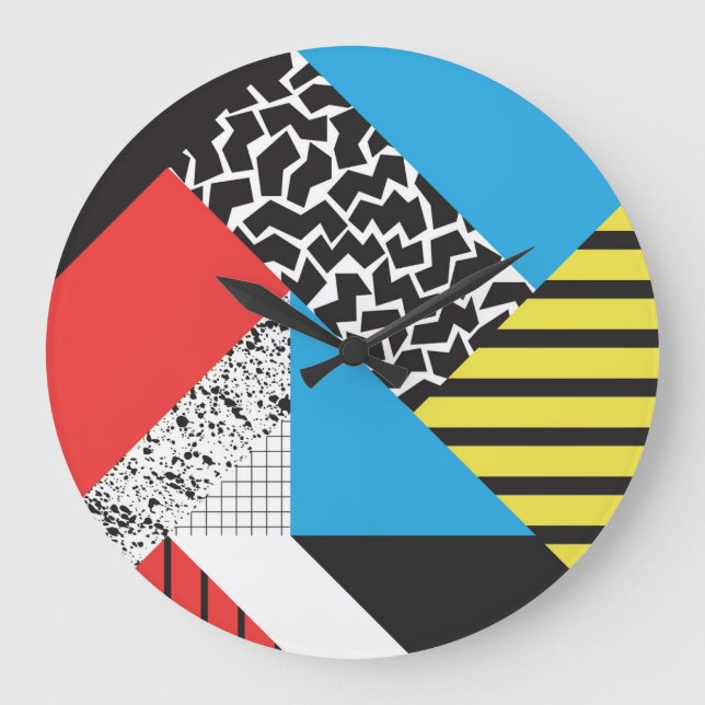 Grande Horloge Ronde Géométrie moderne : Style Abstrait sans couture (Recto)