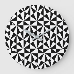Grande Horloge Ronde Géométrique Gras Rétro Noir Noir Noir