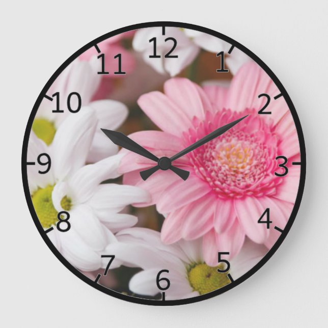 Grande Horloge Ronde Gerberas Et Chrysanthèmes (Recto)