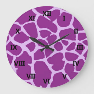 Grande Horloge Ronde Giraffe violette