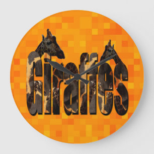Grande Horloge Ronde Giraffes Orange Logo Avec Giraffes,