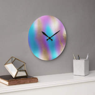Grande Horloge Ronde Glam arc-en-ciel Iridescendant