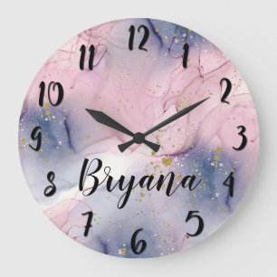 Grande Horloge Ronde Glam d'Imaginaire épi rose et or