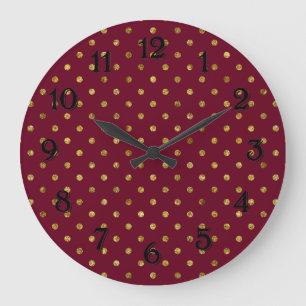 Grande Horloge Ronde Glamour doré chic et points roses