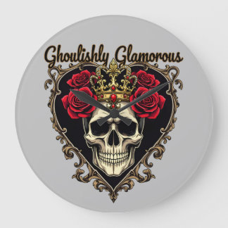 Grande Horloge Ronde Glamour glacé, Halloween Design Élégant