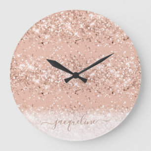 Grande Horloge Ronde Glitter Blush Rose