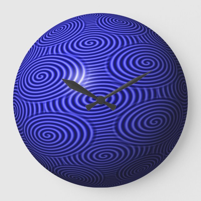Grande Horloge Ronde Globe de la ligne bleue mince (Recto)