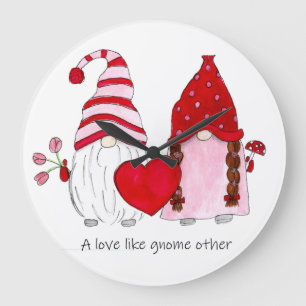 Grande Horloge Ronde Gnome Couple Un amour comme gnome autre