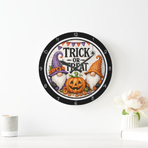 Grande Horloge Ronde Gnome Halloween Trick or Treat