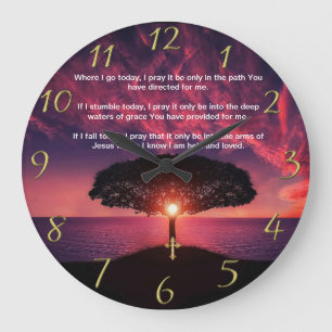 Grande Horloge Ronde Gold Christian Faith croise avec Où je vais aujour
