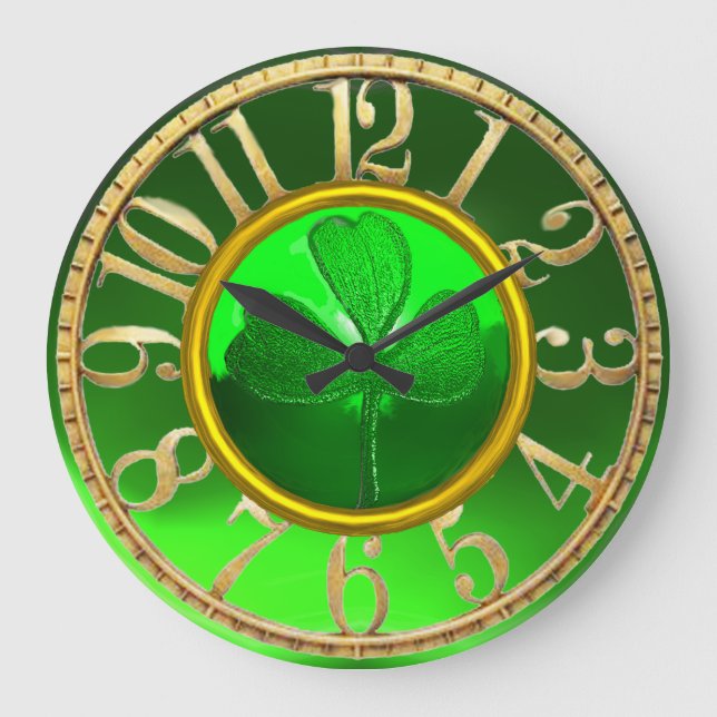 Grande Horloge Ronde Gold Emerald Green Shamrock St Patrick's Day (Recto)