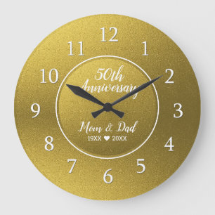 Grande Horloge Ronde  Gold Glitter Golden 50th Wedding Anniversary