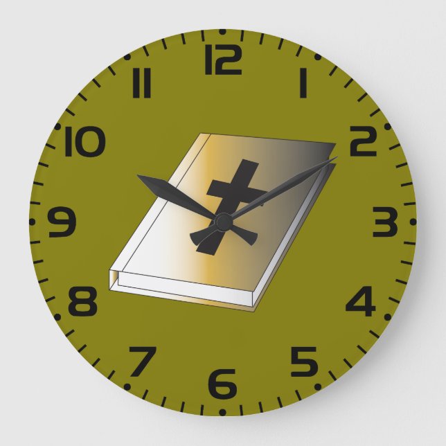 Grande Horloge Ronde Gold Holy Bible with Black Cross Religious (Recto)
