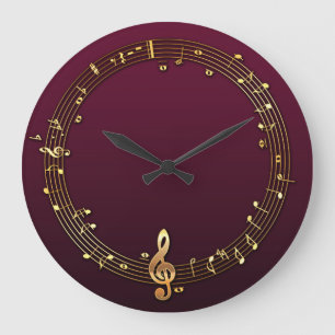 Grande Horloge Ronde Gold Music Treble Clef