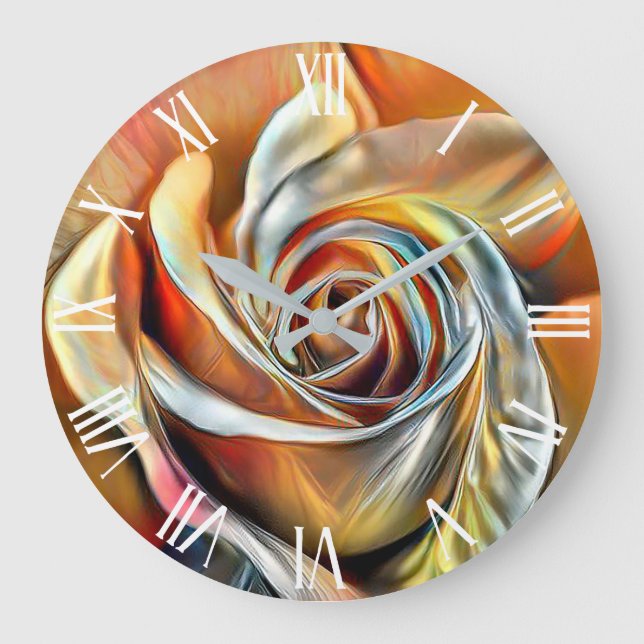 Grande Horloge Ronde Gold Orange Beau Unique Rose Art Dream (Recto)
