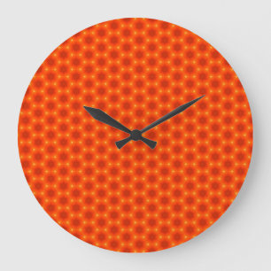 Grande Horloge Ronde Golden Orange Honeycomb Hexagon Motif