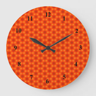 Grande Horloge Ronde Golden Orange Honeycomb Hexagon Motif