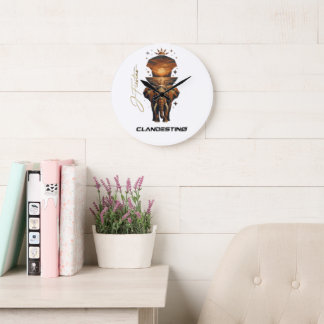 Grande Horloge Ronde Golden Sunset Elephant Wall Clock – Nature Art
