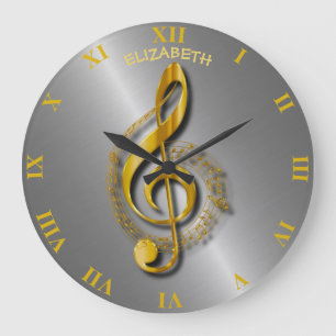 Grande Horloge Ronde Golden Treble Clef