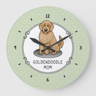 Grande Horloge Ronde Goldendoodle Mom Doodle Mom (rouge doré)
