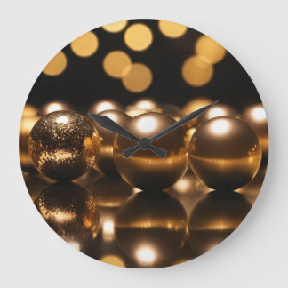 Grande Horloge Ronde Goldene Kugeln 002