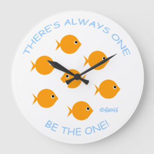 Grande Horloge Ronde Goldfish Teacher, le thème des classeurs