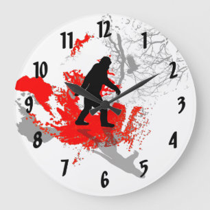 Grande Horloge Ronde Gone Squatchin, noir bigfoot
