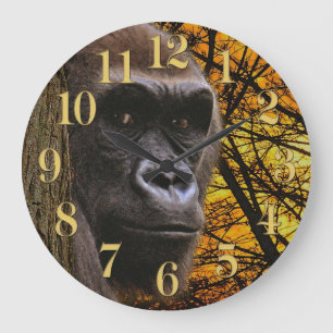 Grande Horloge Ronde Gorille et forêt tropicale en voie de disparition