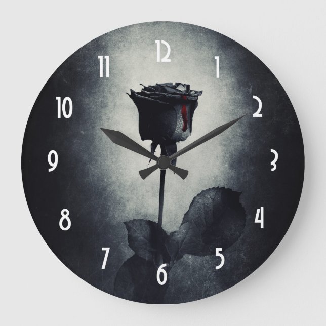 Grande Horloge Ronde Goth Black Rose Dripping Blood (Recto)
