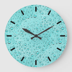 Grande Horloge Ronde gouttelettes d'eau aquamarines