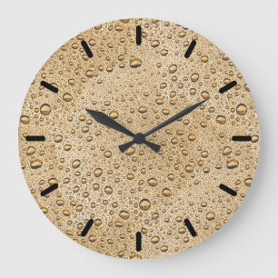 Grande Horloge Ronde gouttelettes d'eau d'or