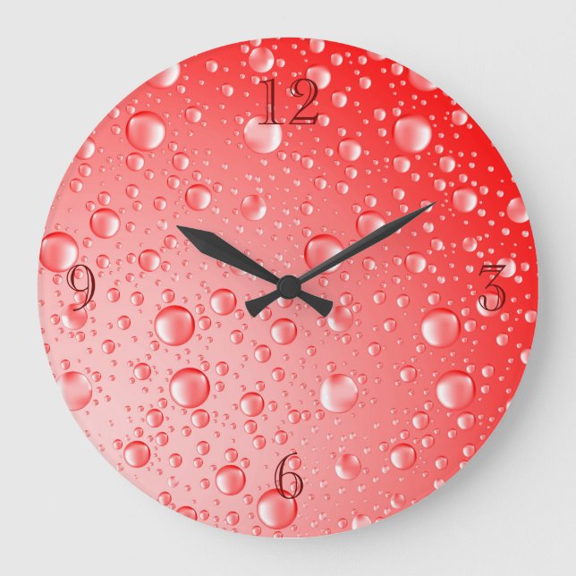Grande Horloge Ronde Gouttes de pluie rouge métallique (Recto)