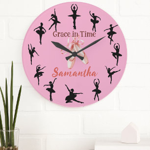 Grande Horloge Ronde Grâce dans le temps - Danseuse de ballet personnal