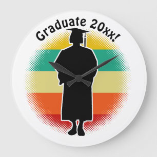 Grande Horloge Ronde Graduation Rétro Casquette et femme fille diplômée