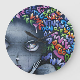 Grande Horloge Ronde Graffiti de fée mignon