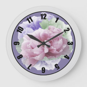 Grande Horloge Ronde Grand Cadran Fleurs de Pivoines