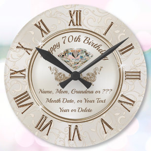 Grande Horloge Ronde Grand-mère 70e anniversaire cadeau, ou toute relat