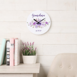 Grande Horloge Ronde Grand-mère PERSONNALISABLE Date - Première Grand-m