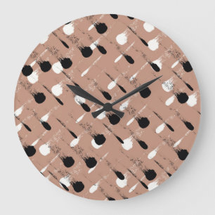 Grande Horloge Ronde Grandes géométriques Brown Motif sans fil