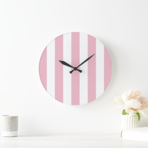 Grande Horloge Ronde Grandes Pink, Grandes Blances, Motif Gratté