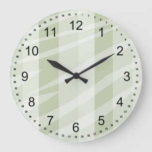 Grande Horloge Ronde Grandes zèbres blanches à la menthe
