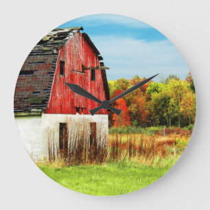 Grande Horloge Ronde Grange de pays d'automne
